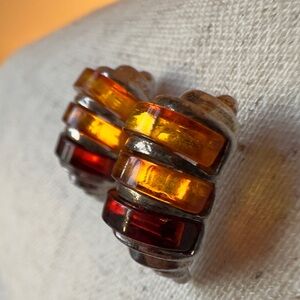 VINTAGE Natural Amber Croissant Earrings